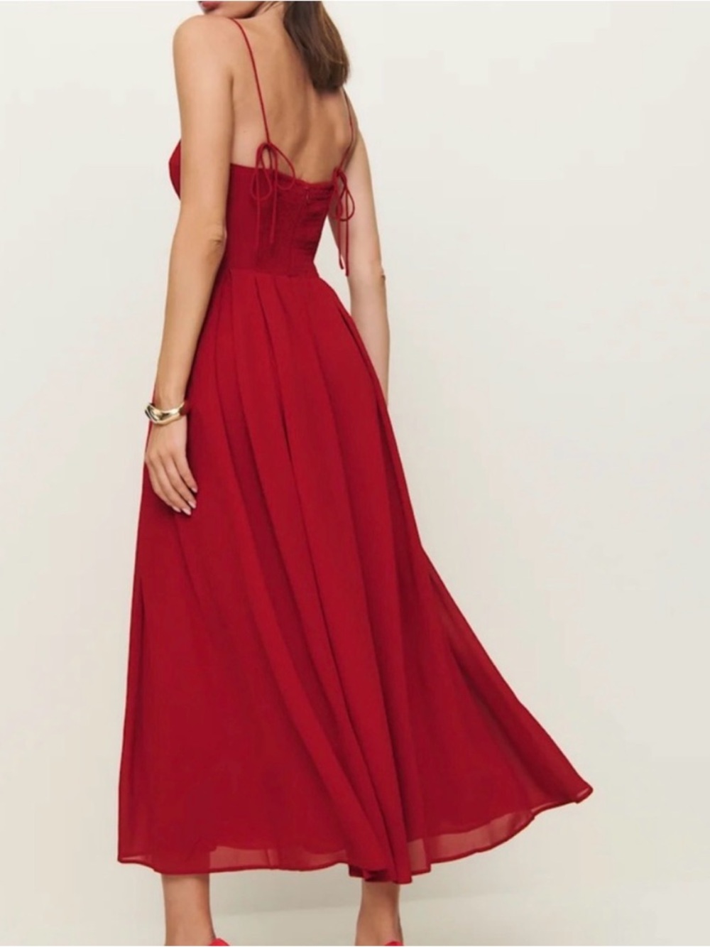 Reformation Jaelyn Red Midi Dress - size 12 - Worn Once! - Picture 4 of 12